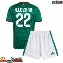 Camisa de Futebol México Hirving Lozano #22 Equipamento Principal Infantil Mundo 2026 Manga Curta (+ Calças curtas)